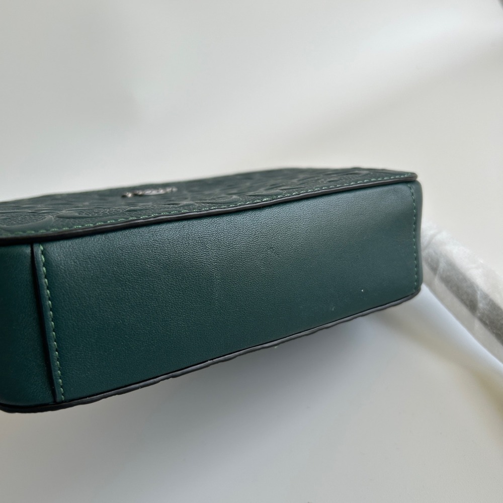 Coach Mini Jamie Forest Green Signature Debossed Leather Camera Bag NEW - Picture 6 of 11